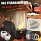 Tischkamin mit durch Ring verstellbare Flamme - mit zwei Steinarten